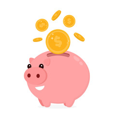 Happy cute funny smiling piggy bank 