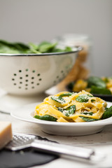 Spinach tagliatelle pasta