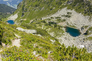 Fototapeta na wymiar View from mountain Rippetegg to lakes Obersee and Untersee Spiegelsee