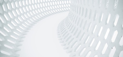 3D Rendering Of Abstract Hexagon Grid Mesh Tunnel