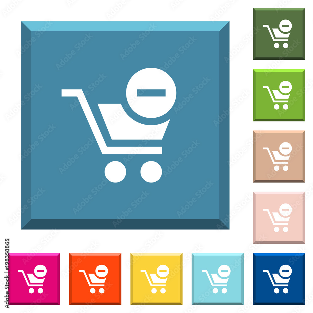 Poster remove item from cart white icons on edged square buttons