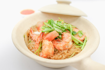 Casseroled Shrimps with Glass Noodles.