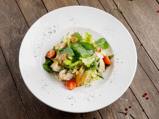 Salad with smoked cod.