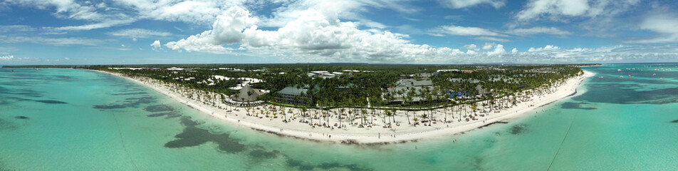Aerial panoramic view of Bavaro Beach, Punta Cana, Dominican Republic
