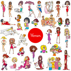 Fototapeta premium cartoon women characters large set