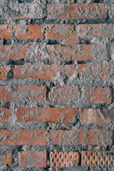 Old dirty wall brick wall made of red brick