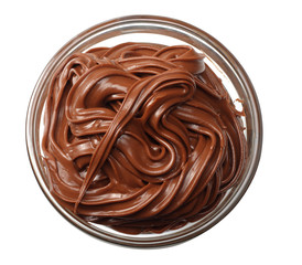 chocolate cream isolated on white background. cream in glass bowl