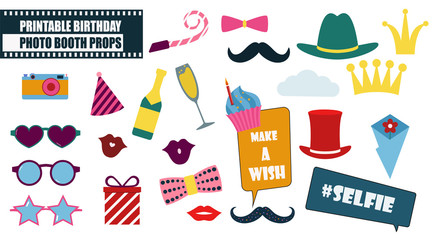 Photo booth props set vector illustration © kora_ra_123