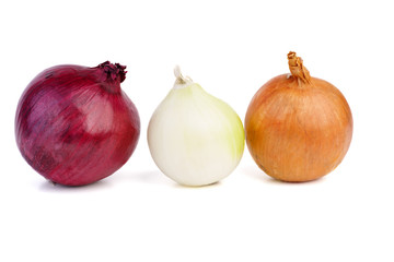 Variety of onions (purple, white and broun)