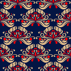 Floral seamless pattern. Colored red and blue background