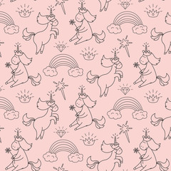 Cute seamless pattern with unicorns.
