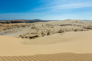 Fototapeta na wymiar White sand dune in Mui Ne, Vietnam, Popular tourist attraction, Travel