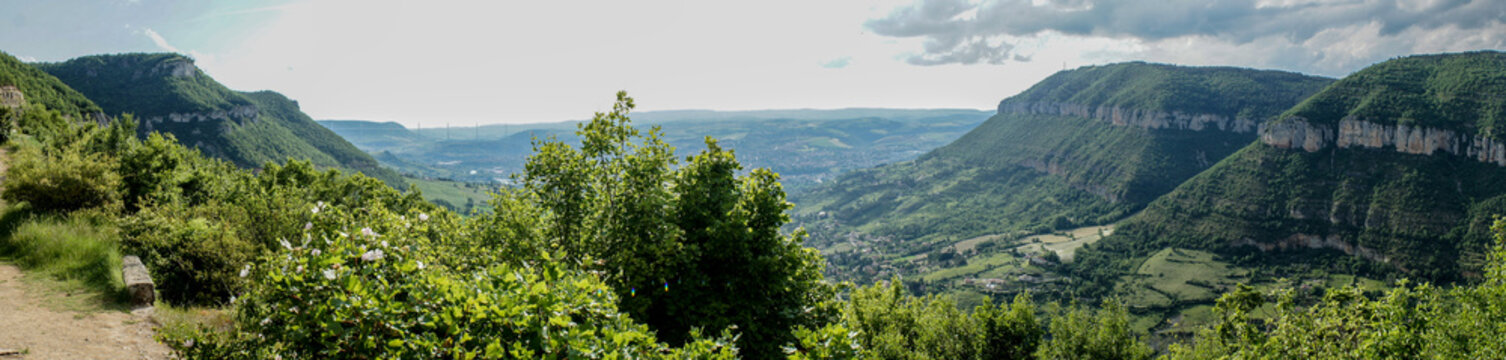 Panoramic view to Tarn valley and Millau Viaduct