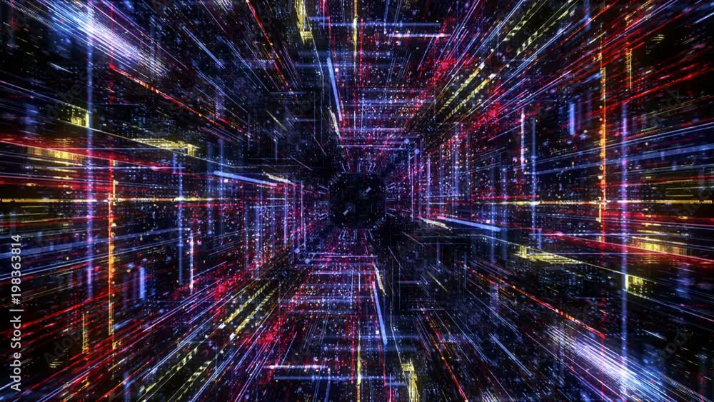 Poster abstract digital abstract virtual city. scanning city for hackers attack concept. software developer