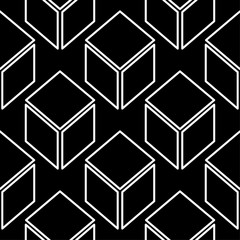 Black and white geometric ornament. Seamless pattern