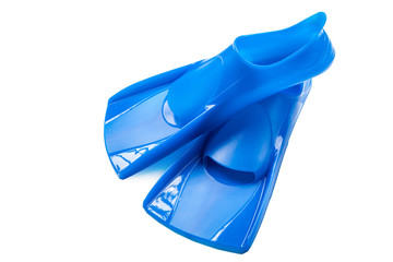 Blue flippers on white background