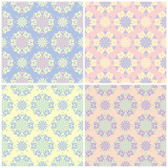 Set of faded colored seamless backgrounds with floral patterns
