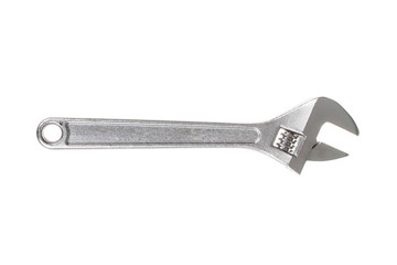 Adjustable wrench isolated on white background.