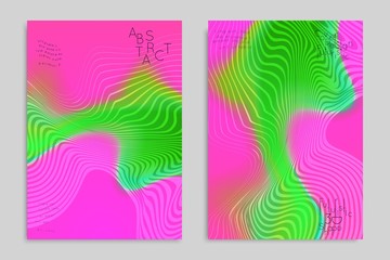 Abstract cover template with stripes on colorful blurred background