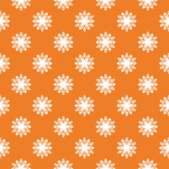 White floral seamless pattern on orange background