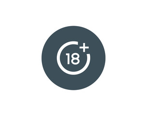 18 plus adult modern flat icon 