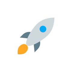 Obraz premium flying rocket flat vector icon. Modern simple isolated sign. Pixel perfect vector illustration for logo, website, mobile app and other designs
