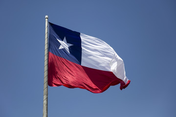 Chilean flag under blue sky
