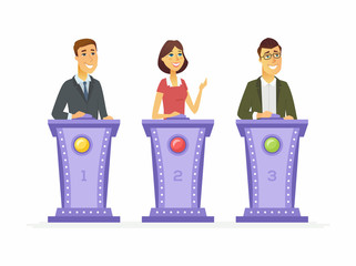 Game show players - cartoon people character isolated illustration