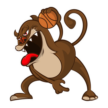 Illustration An Animal Mascot Playing Basket Ball Cartoon Vector