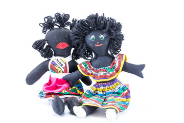 Two dress Folk traditional toy doll from Bahia Brazil - Nega Maluca souvenir