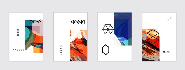 Set of artistic abstract universal card templates