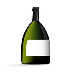 Wine Bottle In Green Color Vector Illustration