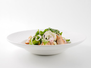 Salad with smoked Amur salmon