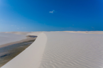 White sand dunes panorama from Lencois Maranhenses National Park, Brazil.