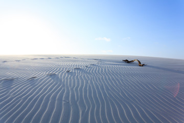 White sand dunes panorama from Lencois Maranhenses National Park, Brazil.