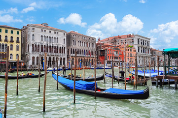Fototapeta na wymiar Gondolas on Grand canal, Venice, Italy