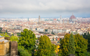Fototapeta na wymiar Panoramic view of Florence, Italy, from San Miniato al Monte