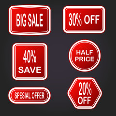 Vector set of sale design elements isolated on white background. Vector illustration. Eps 10.
