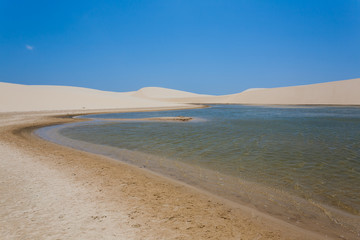 White sand dunes panorama from Lencois Maranhenses National Park, Brazil.