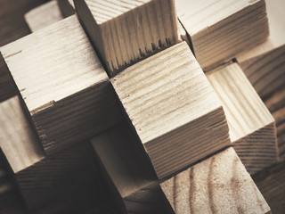Wooden cubes on table Conceptual photo