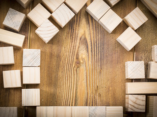 Wooden cubes on table Conceptual photo