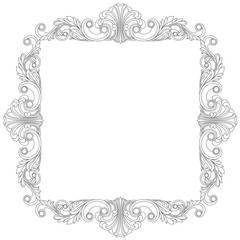Vintage border frame engraving with retro ornament pattern in antique baroque style decorative design. Vector