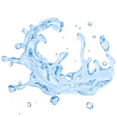 Water splash with water droplets isolated. Clipping path included. 3D illustration