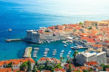 Stunning panorama of Dubrovnik with old town and Adriatic sea,Dalmatia,Croatia,Europe