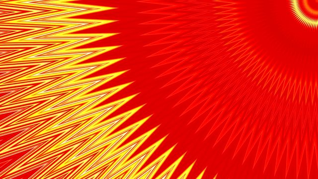 Fondo abstracto din&aacute;mico con movimientos de caleidoscopio formando zigzag y espiral con semic&iacute;rculos y rotaci&oacute;n gira en colores naranja, amarillo y rojo
