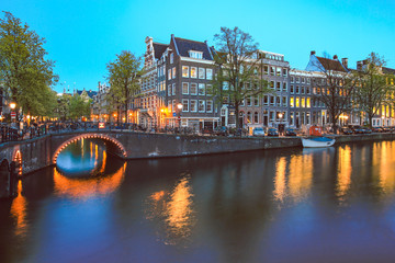 Amsterdam Canals at dusk, Netherlands	