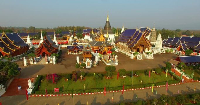 beautiful architecture temple. Ban Den temple in Chiang Mai north of Thailand. there have a lot of amazing  fantasy animals in paradise in literature around temple.