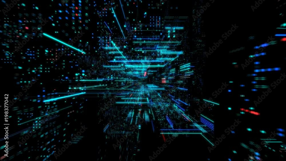 Poster abstract digital abstract virtual city. scanning city for hackers attack concept. software developer