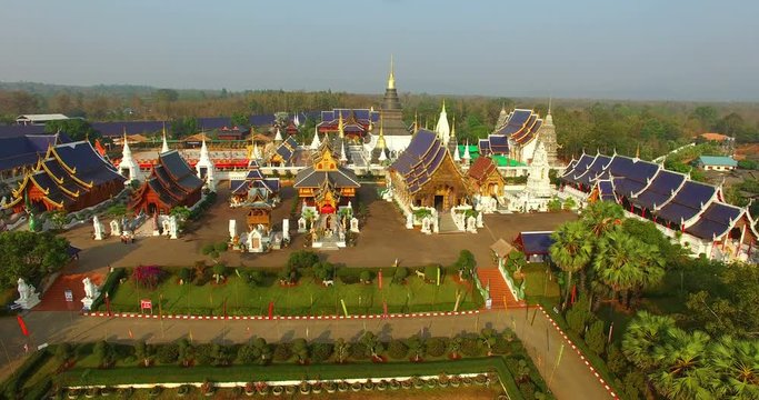 beautiful architecture temple. Ban Den temple in Chiang Mai north of Thailand. there have a lot of amazing  fantasy animals in paradise in literature around temple.