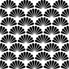 Vector seamless texture. Modern geometric background. Monochrome repeating pattern. Hexagonal tiles with abstract flowers.